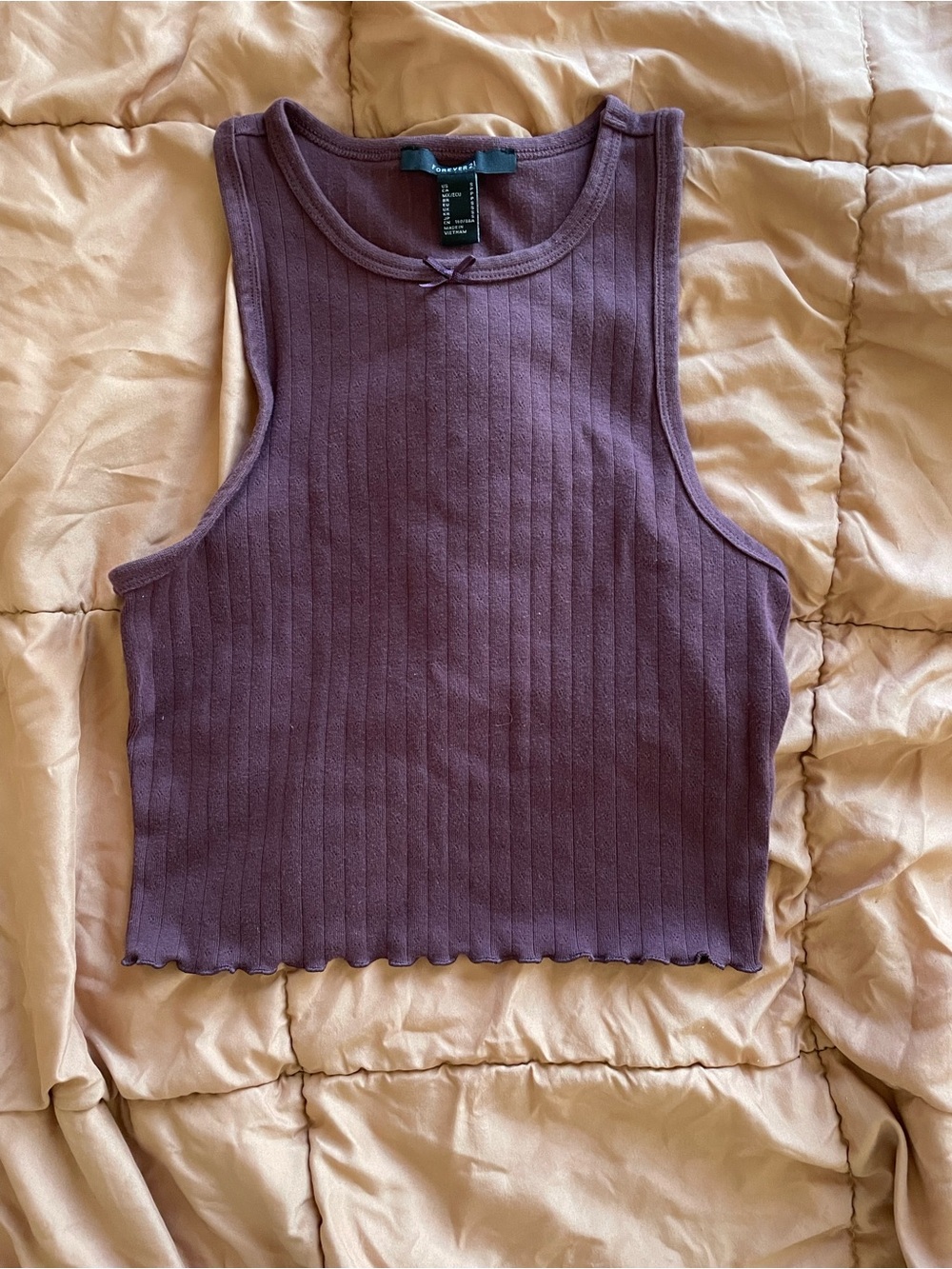 Forever 21 Ribbed Crop Tank Top - Plum